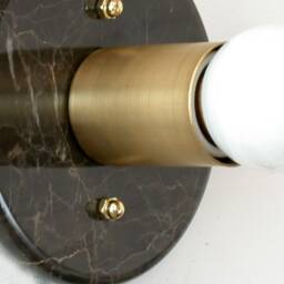 Brown Marble & Brass Minimalist Sconce Light Flush Mount Small Wall Fixture Vanity Kitchen - thumbnail 4
