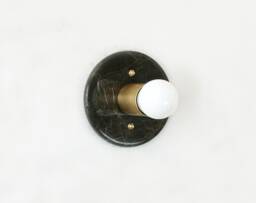 Brown Marble & Brass Minimalist Sconce Light Flush Mount Small Wall Fixture Vanity Kitchen - thumbnail 1