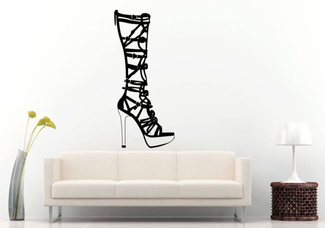 Woman Hill Shoe Tall Straps Style Fashion Diy Wall Sticker Decal Vinyl Mural Decor Art L2192 - image 1