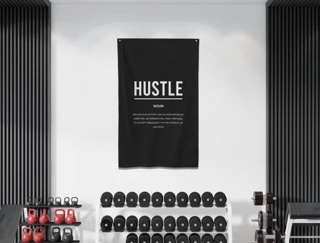 Hustle Definition Motivational Flag, Wall Art, Inspirational Gym Decor, Entrepreneur Sign, Motivation Fabric Banner - image 1