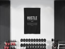 Hustle Definition Motivational Flag, Wall Art, Inspirational Gym Decor, Entrepreneur Sign, Motivation Fabric Banner