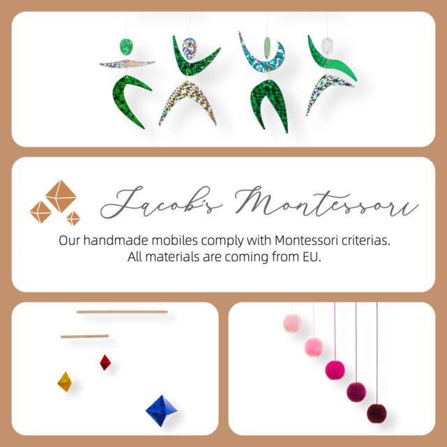 Montessori Mobile Set Of 3 - Munari, Gobbi, Octahedron & Dancers For Newborn Visual Development Nursery Decor - image 1