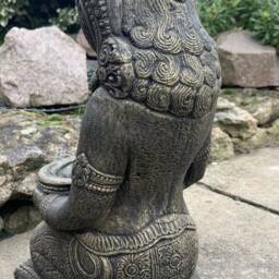 Stone Garden Praying Geisha Buddha Girl Candle Holder Gold Statue Ornament - thumbnail 4