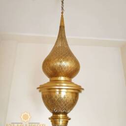 Large Moroccan Brass Pendant Light Antique Chandelier - thumbnail 2
