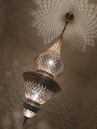 Large Moroccan Brass Pendant Light Antique Chandelier - thumbnail 1