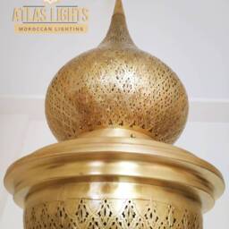 Large Moroccan Brass Pendant Light Antique Chandelier - thumbnail 3