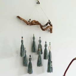 Bohemian Earth Tone Tapestry Tassel Wall Hanging For Boho Bedroom Decor, Rustic Home Accent - thumbnail 2