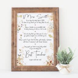 Personalised Teacher Thank You Poem, A4 Or A3 Print, You Gifts, End Of Term Gift To Teacher, Classroom Sign, 2023 - thumbnail 1