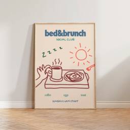 Kitchen Print, Brunch Wall Art, Hand Drawn Illustration Bed + Social Club Bedroom Food & Drink Prints - thumbnail 2