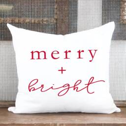 Merry & Bright Christmas Pillow Cover Farmhouse Holiday Decor - thumbnail 2