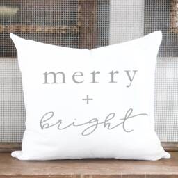 Merry & Bright Christmas Pillow Cover Farmhouse Holiday Decor - thumbnail 3