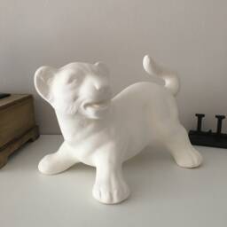 Lion Statue - Ceramic Baby Figurine, Bisque Ready To Paint For Animal Lovers, Jungle Decor, Diy Art Project - thumbnail 2