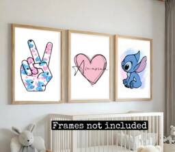 stitch Prints -Girls Bedroom Prints-Girls Room-Personalised -Character -Nursery - thumbnail 1