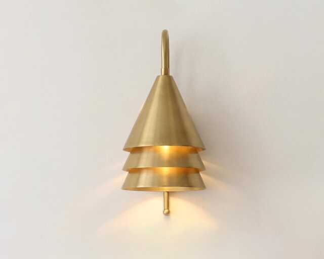 Luxury Brass Gold Layered Cone Wall Light, Modern Designer Sconce, Elegant Warm Interior Lighting Fixture For Bedroom & Living Room - image 1