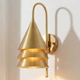 Luxury Brass Gold Layered Cone Wall Light, Modern Designer Sconce, Elegant Warm Interior Lighting Fixture For Bedroom & Living Room - thumbnail 2