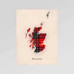 Clan Nicolson Scottish Tartan Map - Of Scotland Family Wall Decor, Ready To Hang - thumbnail 2