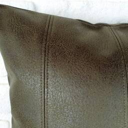 15x15'' Olive Green Pillow Cover-Four Vertical Pieces With Decorative Stitches/Modern Scandinavian Homes-1Pcs - thumbnail 4