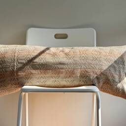 Handwoven Lumbar Pillow Cover Vintage Karen Batik, Hemp Fringes - thumbnail 2