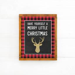 Have Yourself A Merry Little Christmas Sign Printable Wall Decor Reindeer Prints Country Rustic Deer Buffalo Plaid - thumbnail 1