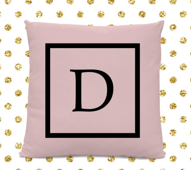 Initial Pillow - Letter With D Monogrammed Custom Throw Pink