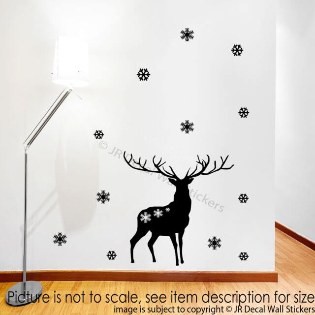 Merry Christmas Reindeer Wall Decal, Snowflake Window Clings - image 1