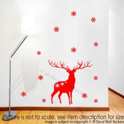 Merry Christmas Reindeer Wall Decal, Snowflake Window Clings - thumbnail 3