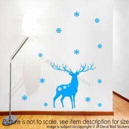 Merry Christmas Reindeer Wall Decal, Snowflake Window Clings - thumbnail 2