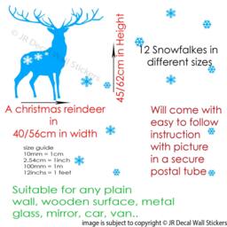 Merry Christmas Reindeer Wall Decal, Snowflake Window Clings - thumbnail 4
