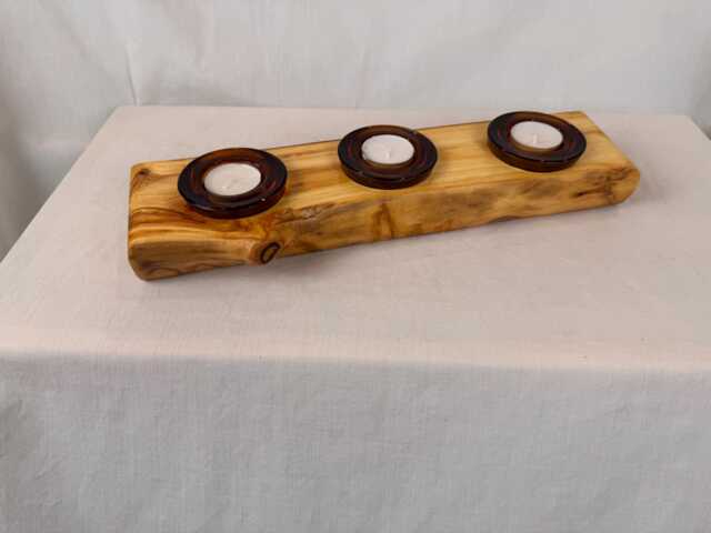 Aspen Log Candle Holder With 3 Tealights - image 1