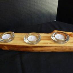 Aspen Log Candle Holder With 3 Tealights - thumbnail 3