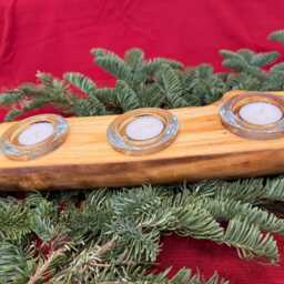 Aspen Log Candle Holder With 3 Tealights - thumbnail 4