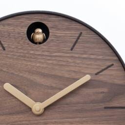 Minimal Walnut Cuckoo Clock - Custom Color Round Design - thumbnail 2