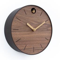 Minimal Walnut Cuckoo Clock - Custom Color Round Design - thumbnail 3