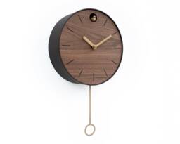 Minimal Walnut Cuckoo Clock - Custom Color Round Design - thumbnail 1