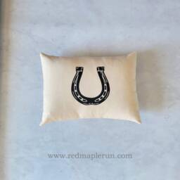 Equestrian Pillow Cover Fits Lumbar 12 X 16 Pillow - Handprinted Horse Shoe - Choose Only Or With Form - thumbnail 2