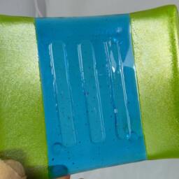 Hand Made Glass Soap Dish - Iridescent Green & Turquoise Blue Crafted Gift For Bathroom Or Wc - thumbnail 4