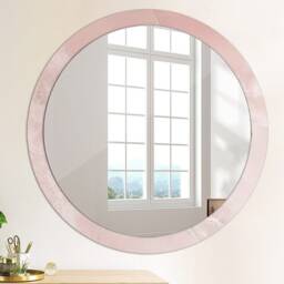 Pink Stone, Pink, Round Mirror Frame, Colorful, Glass Wall Art, Printed - thumbnail 4