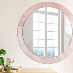 Pink Stone, Pink, Round Mirror Frame, Colorful, Glass Wall Art, Printed - thumbnail 2