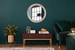 Pink Stone, Pink, Round Mirror Frame, Colorful, Glass Wall Art, Printed
