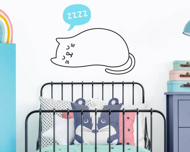 Cat Wall Decal - Nursery Decal, Kids Room Decor, Cute Sticker, Art, Lover Gift - image 1