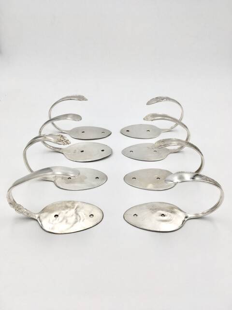 Silver Spoon Curtain Tie Back Hooks 1 Or Set Of 2 4 6 8 10 12 14 16 18 20 Vintage Reclaimed Silverware - image 1