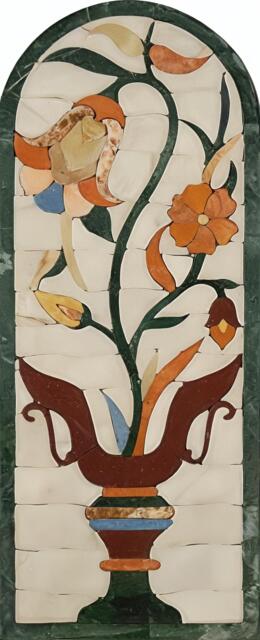 Floral Stone Mosaic Art Garden Wall Decor - 19x47 Inch