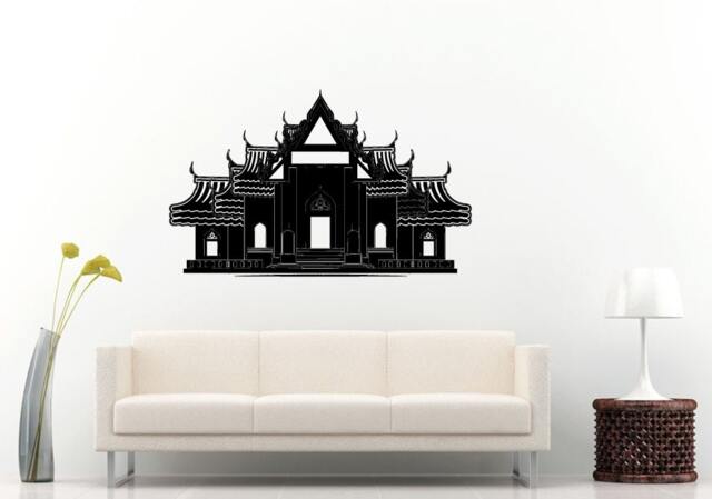 Pagoda Chinese Japanese Asian Eastern Architecture Building House Sun Sunset Wall Decal Vinyl Sticker Mural Room Decor L1116 - image 1