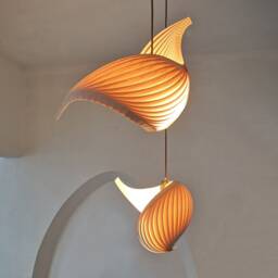Wood Lighting Pendant For Staircase Best Home Improvement Chandelier - Modern Minimalist Veneer Lamp Shade Japandi Wing - thumbnail 3