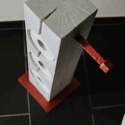 Handmade White Oak Toilet Paper Holder, Forged Metal Base - thumbnail 2