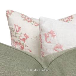 Cabbages & Roses Hatley Pink White Linen Vintage Designer Cushion Pillow Cover - thumbnail 2