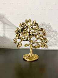 Brass Bodhi Tree 6 Inches Pure Kalpavriksha Good Luck Of Life Tabletop Home Office Decor & Spiritual Gift Fengshui Showpiece - thumbnail 1