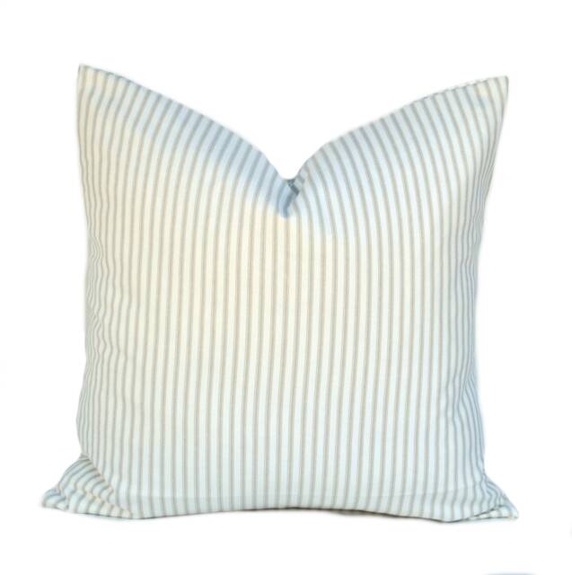 One High Quality Magnolia Pillow Cover, Tan Ecru Pillow, Cushion, Decorative Throw Striped Pillow - image 1
