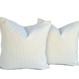 One High Quality Magnolia Pillow Cover, Tan Ecru Pillow, Cushion, Decorative Throw Striped Pillow - thumbnail 2
