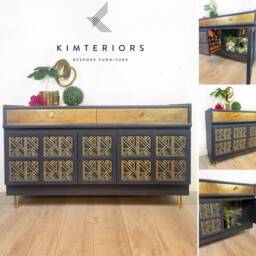 Now Sold - Navy Blue Nathan Art Deco Cocktail Cabinet, Drinks Bar, Sideboard - thumbnail 2